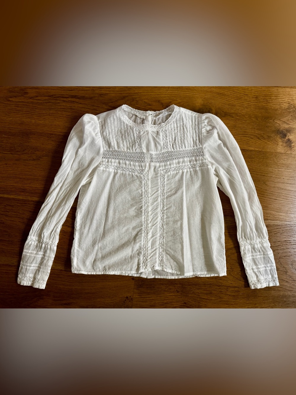 Reformation Women's White Lace-Trim Victorian Edwardian Blouse